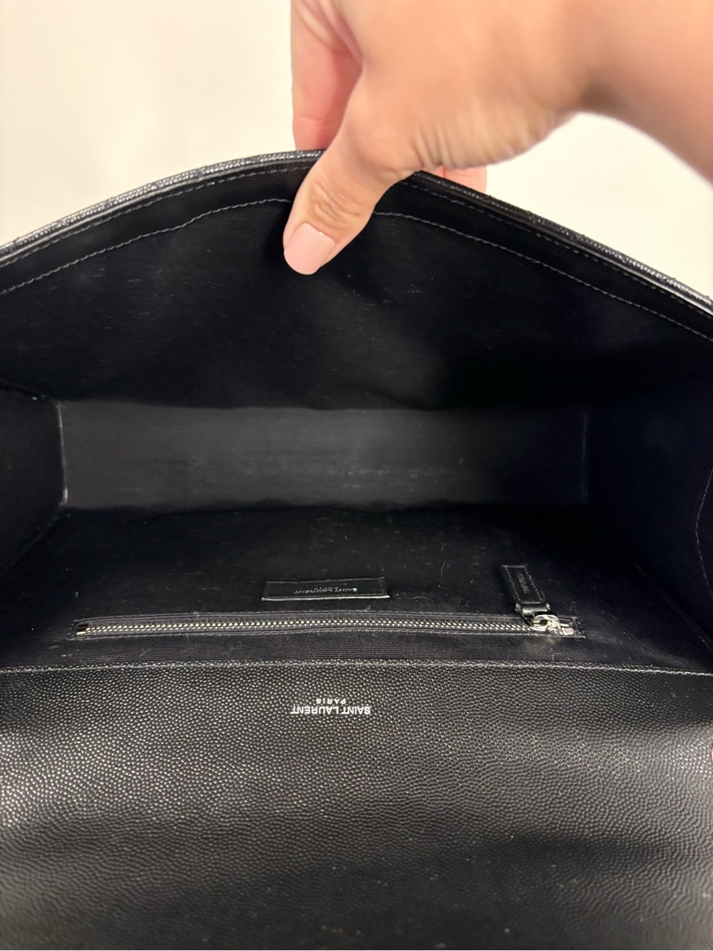 Saint Laurent Black Quilted Chevron and Diamond Envelope Shoulder Bag - Picture 12 of 15